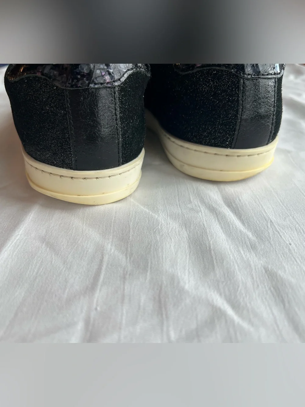 P448 Black Glitter Sneakers with Blue Iridescent Tongue size EU 36 or US 6